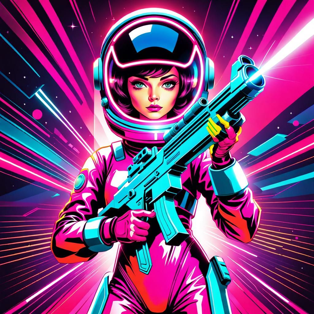 Retro Futuristic Wanted Poster of Alien Girl