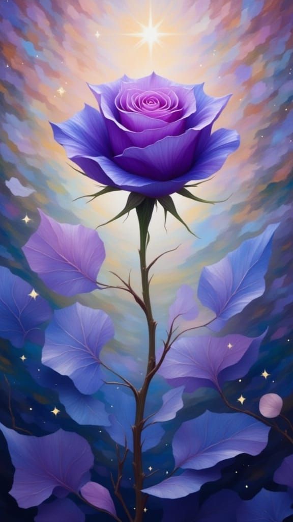 Indigo Rose in Fractured Light as Digital Art