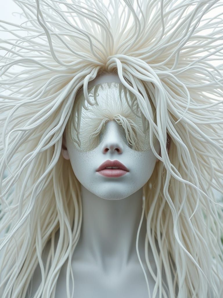 Recursive Wild Mirrors Embodied Ivory-White Hair