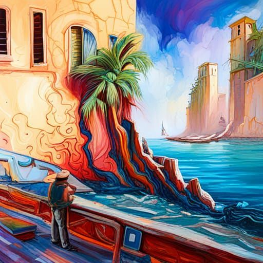 Colorful Adriatic Vacation Graffiti Art
