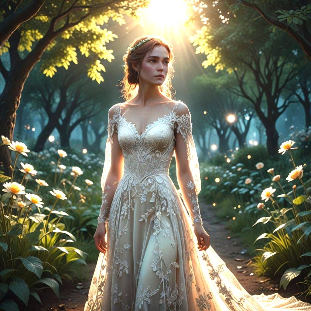 Stunning Fantasy Wedding Gown in Ivory and Silver