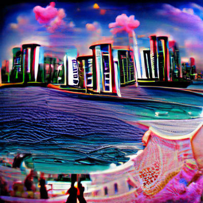 Futuristic Cityscape with Flying Vehicles