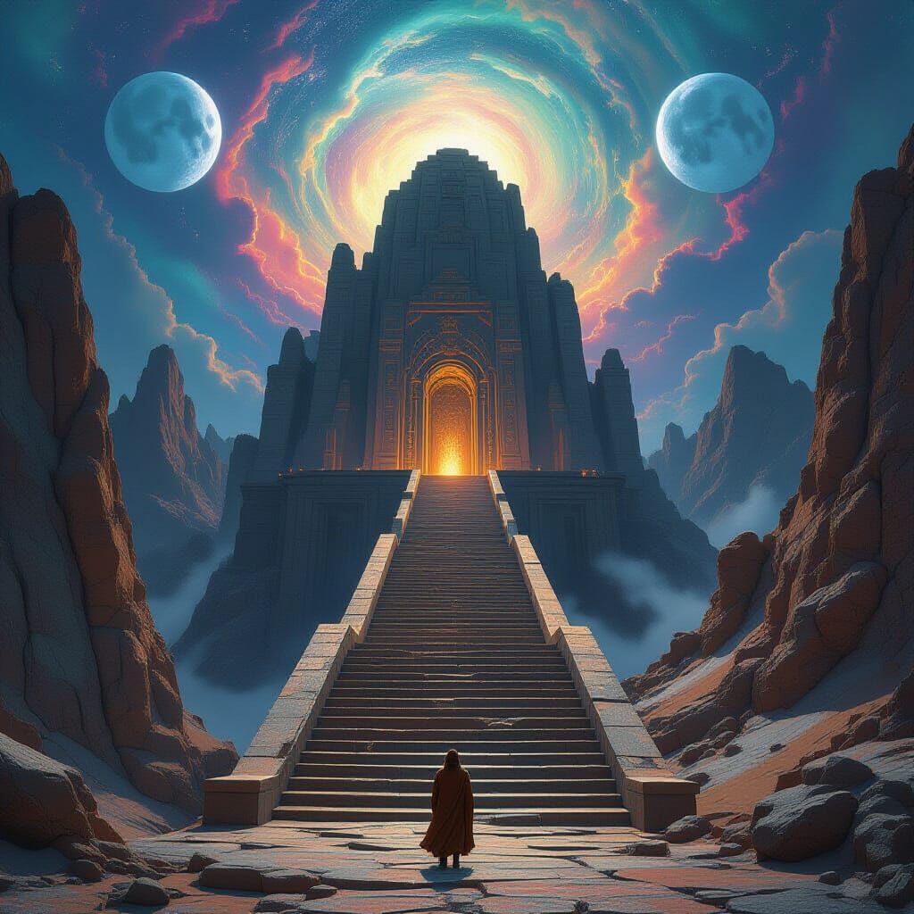 Colossal Staircase to Alien Temple: Dreamscape Art