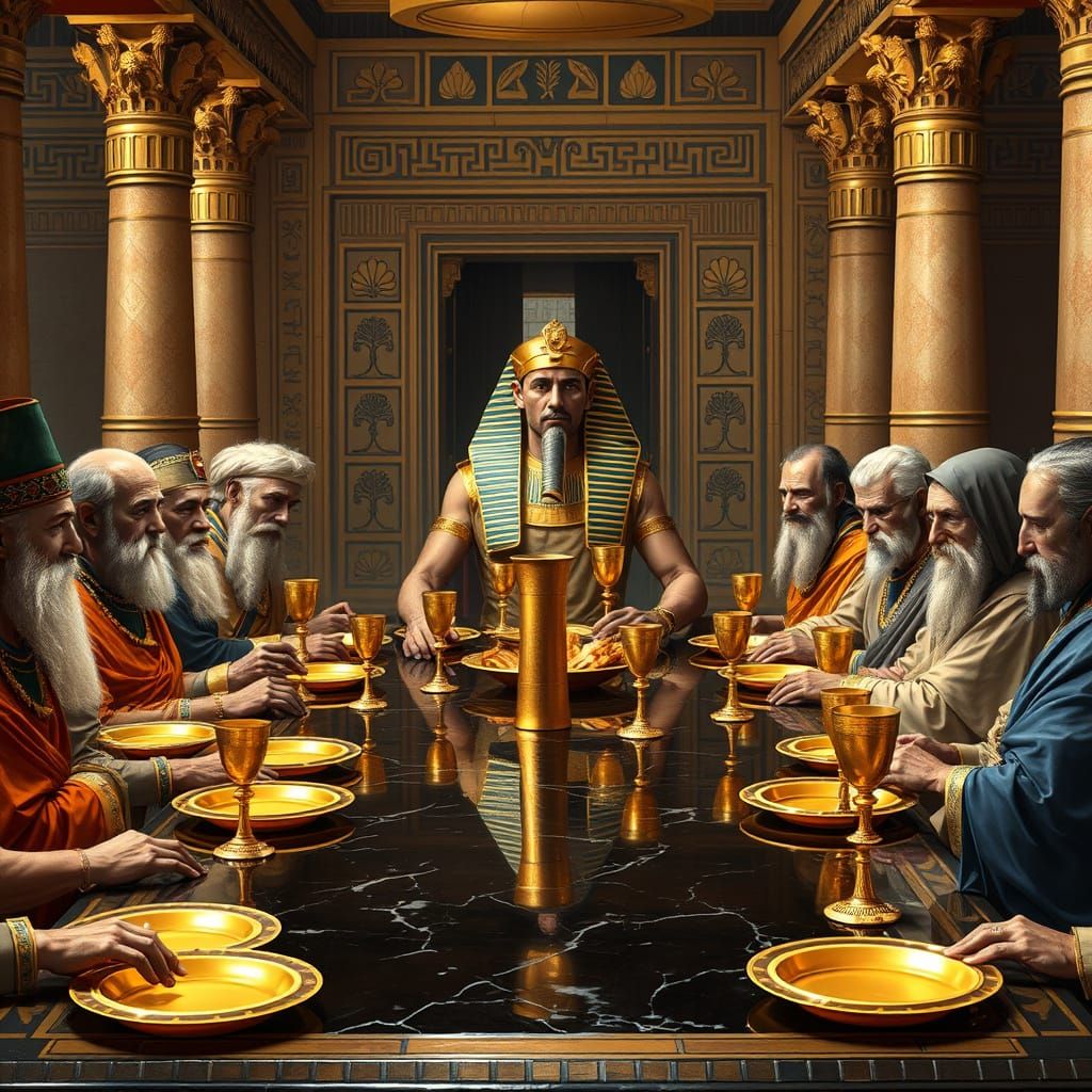 Ancient Egyptian Feast in Opulent Palace