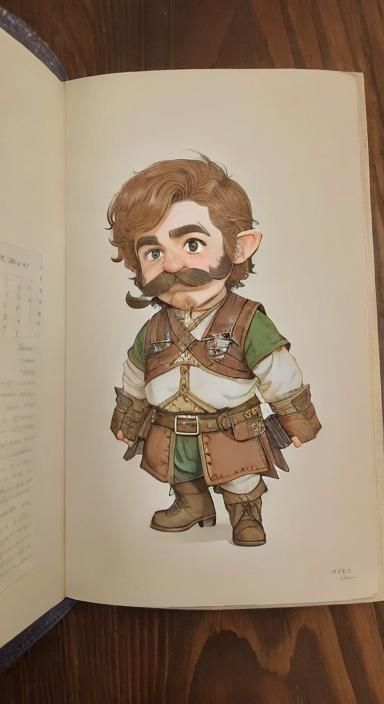 A halfling fighter with a bushy moustache