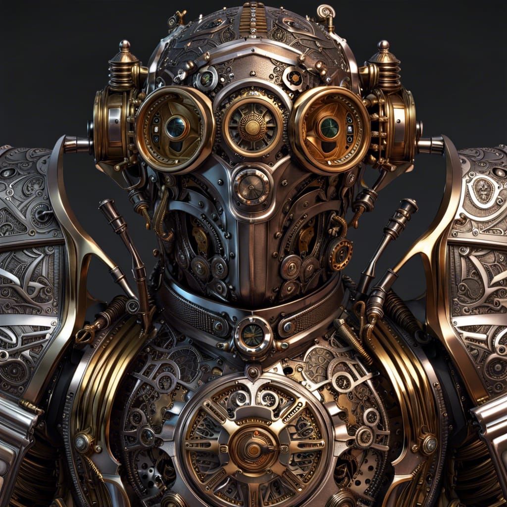 Steampunk Male Figure in Shiny Metal