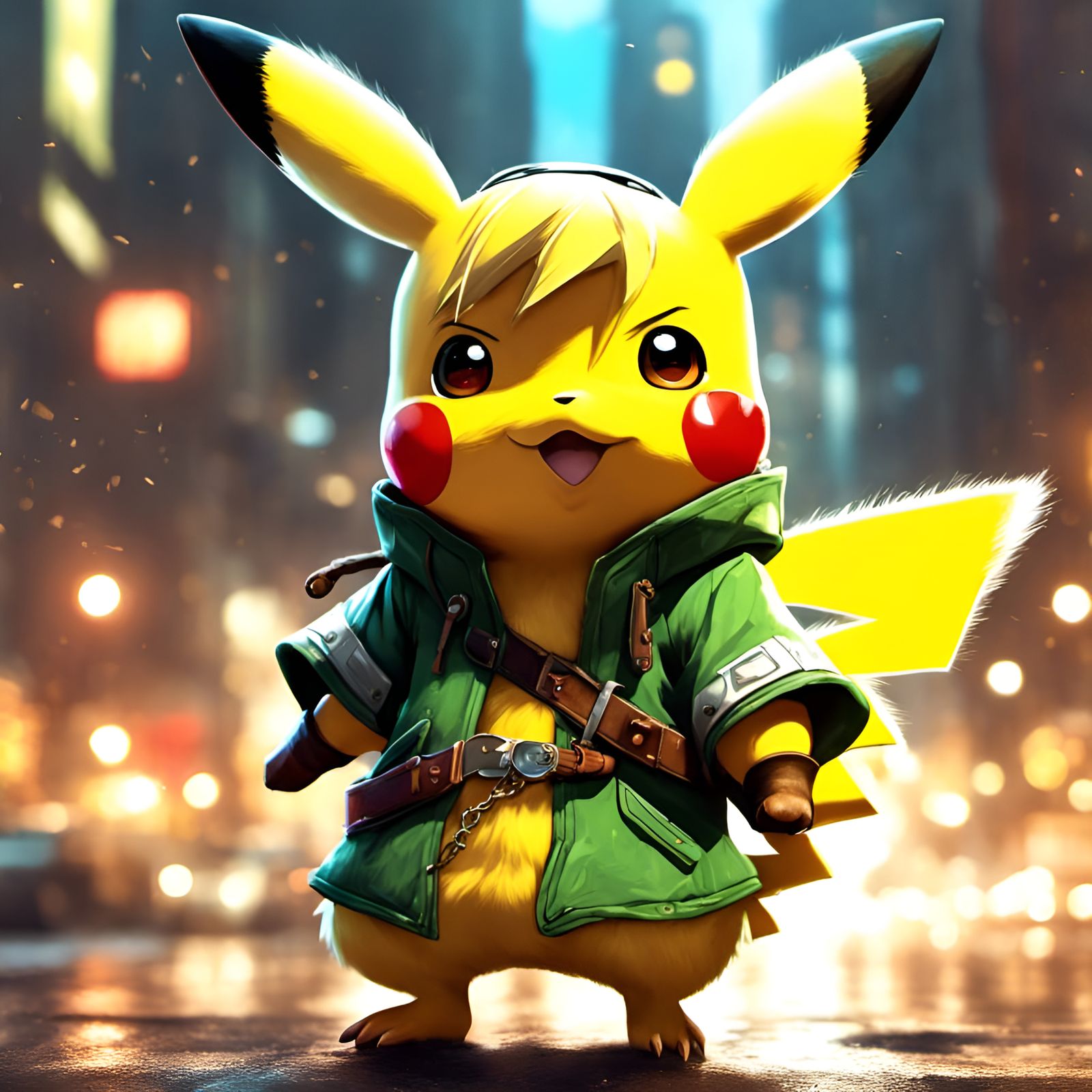 Chibi Pikachu as Link Portrait in 3D