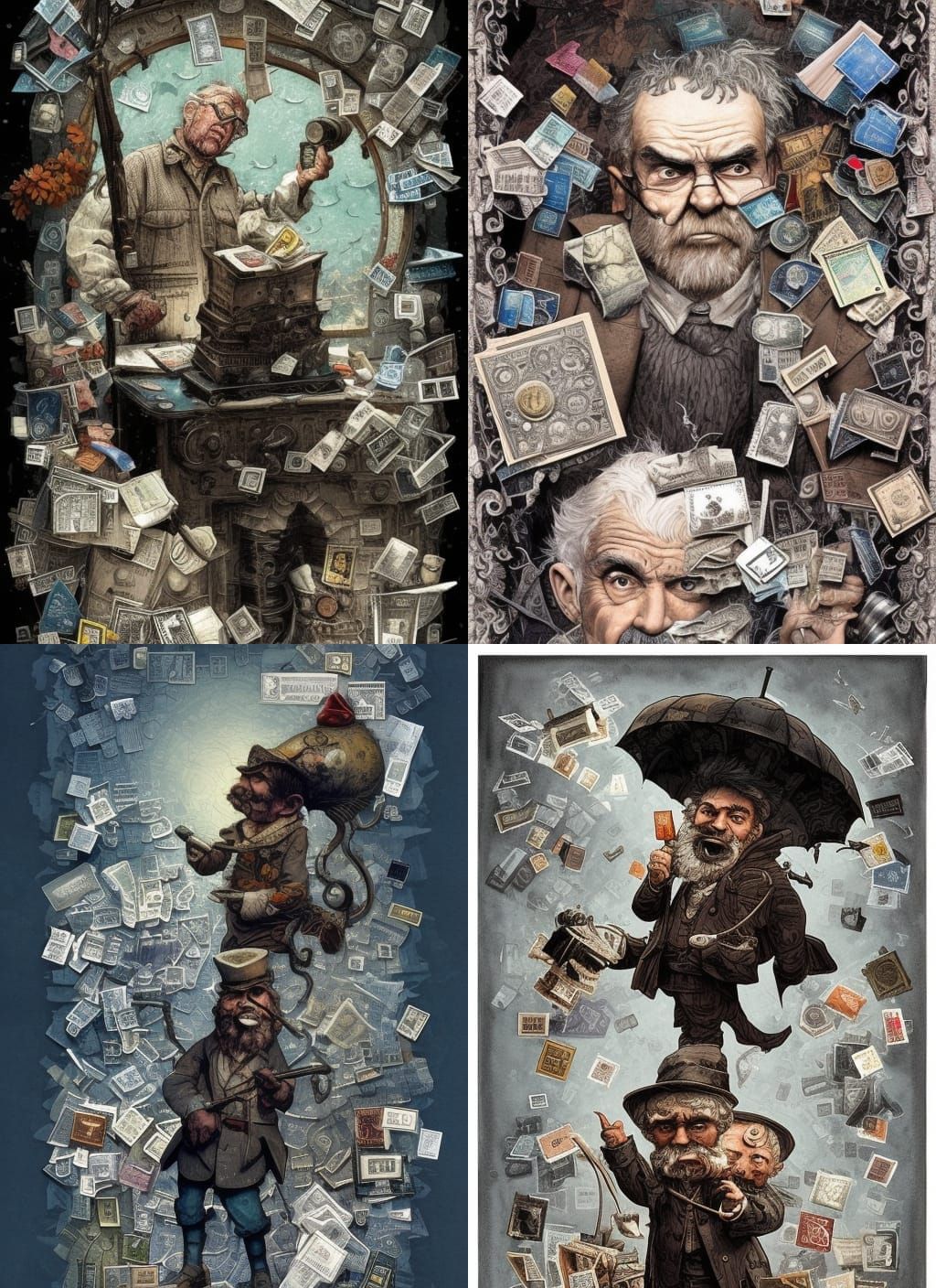 Stamp Man: Gritty Watercolor Splash Art