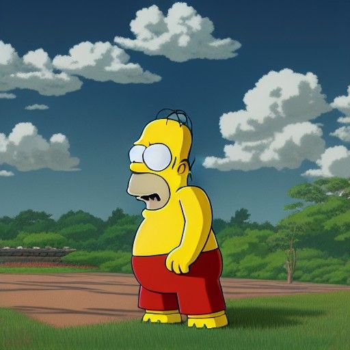 Homer Simpson in Studio Ghibli Anime Style