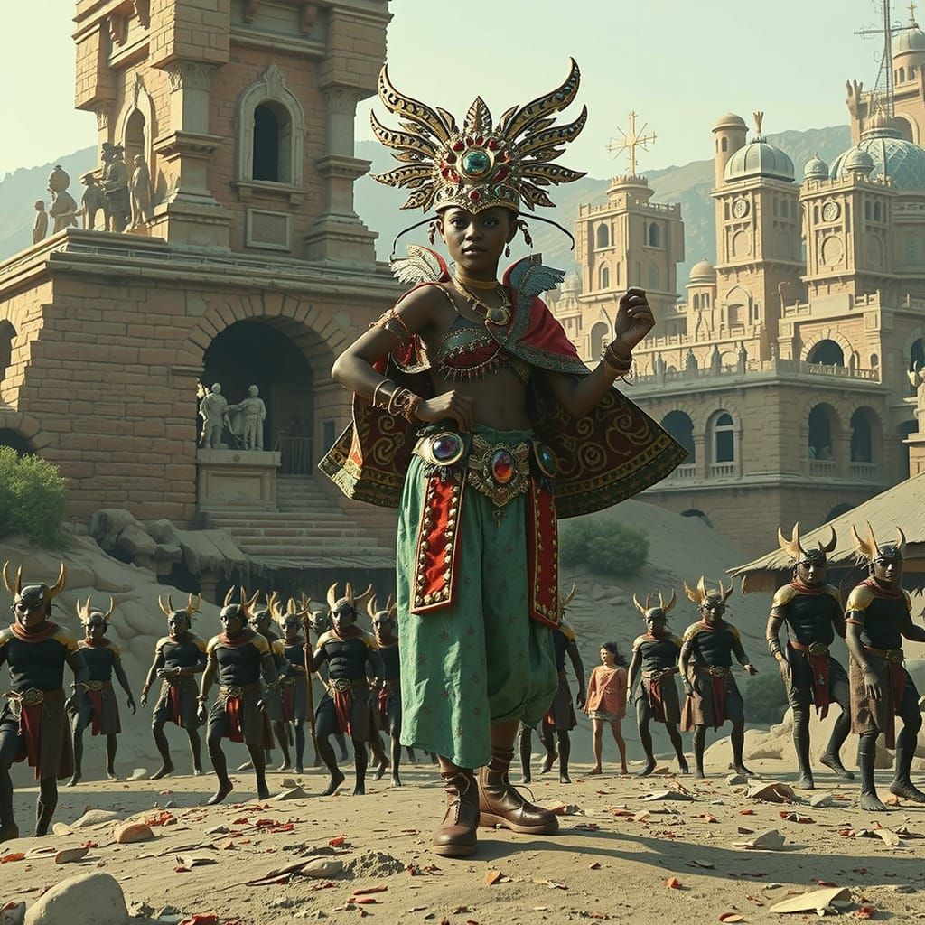 Martian Princess in Vibrant, Ornate Fantasy Armour