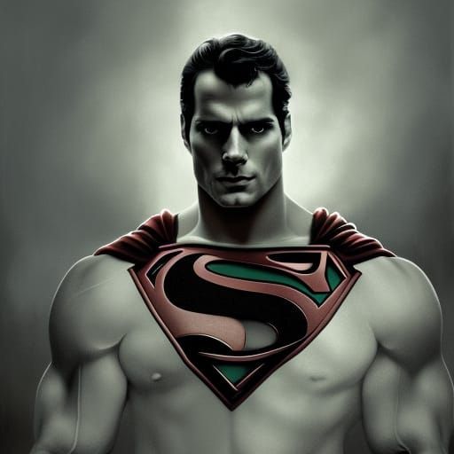 Dark Superman Portrait in Hyperdetailed Concept Art Style