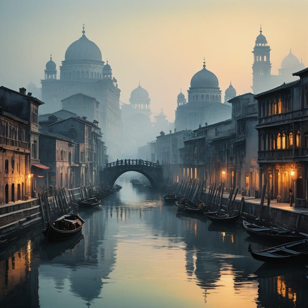 Dreamlike Roman Cityscape in Double Exposure Style