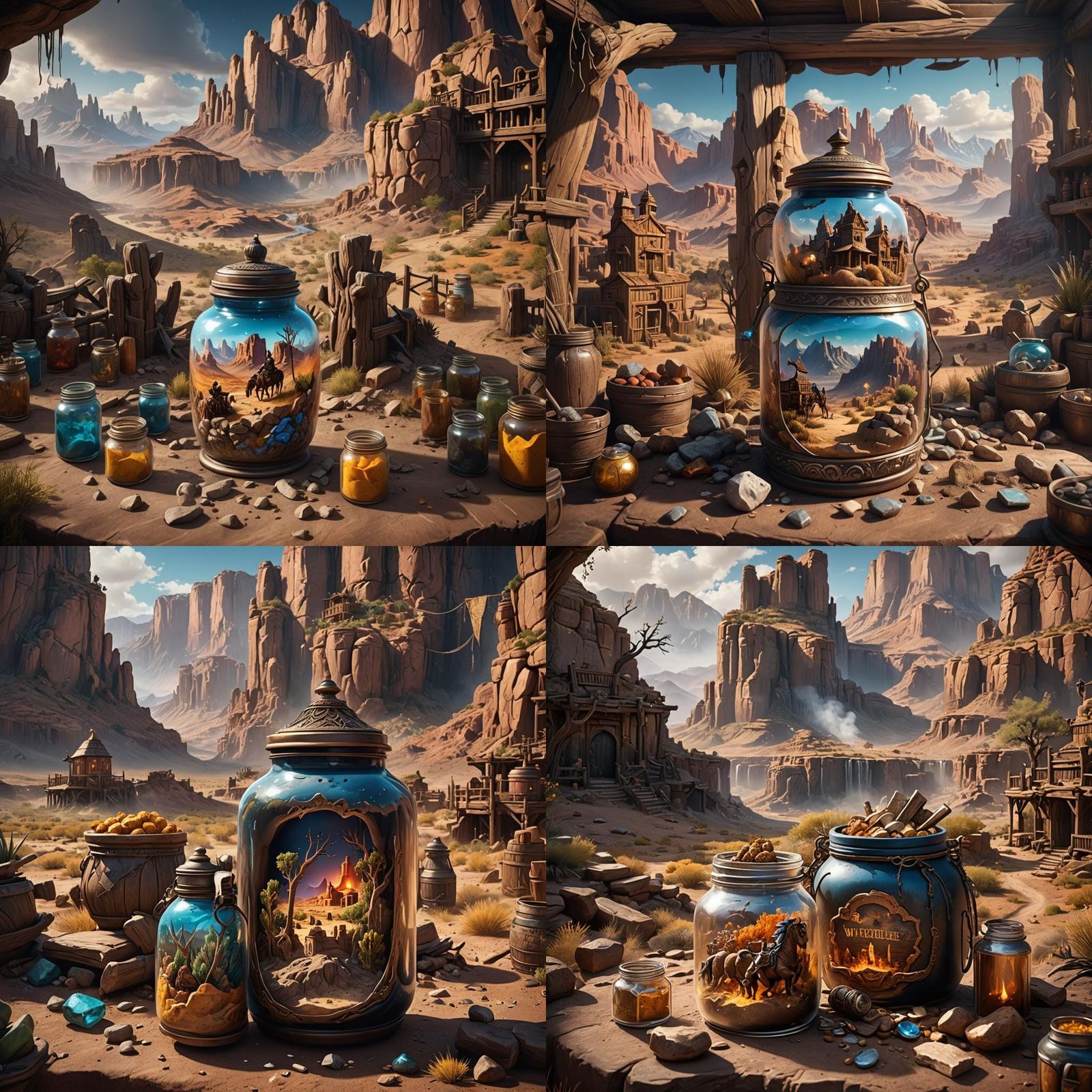 Wild West Scenery Inside a Fantasy Jar