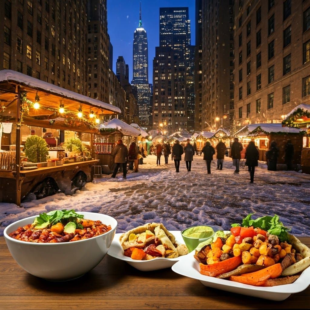 Festive Vegan Food at Winter Market in New York