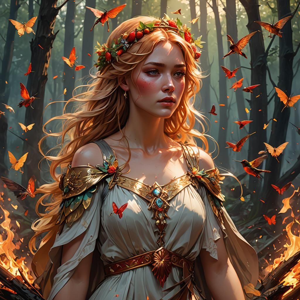 Princess Walks Through Fire: Fantasy Art Portrait
