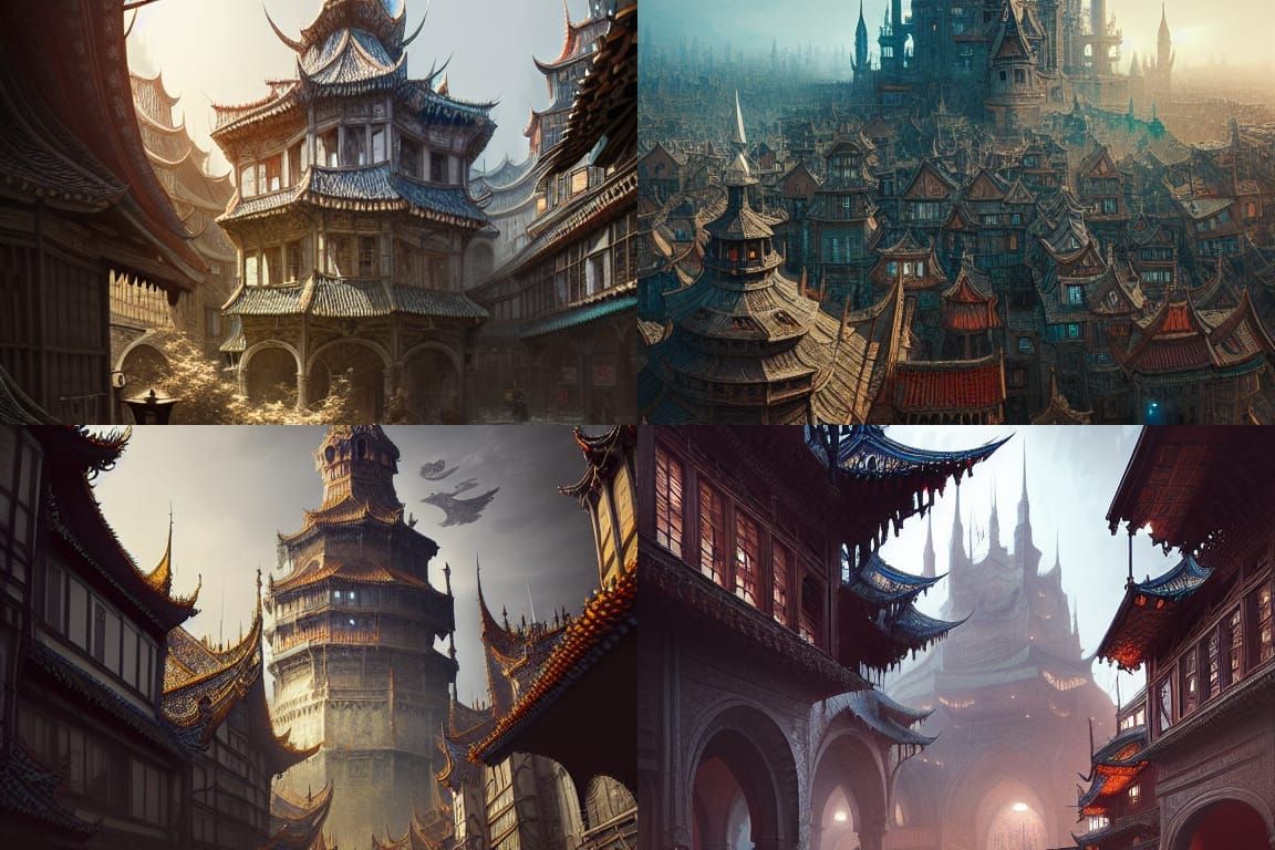 Detailed Medieval City by Artgerm in Digital Art Style