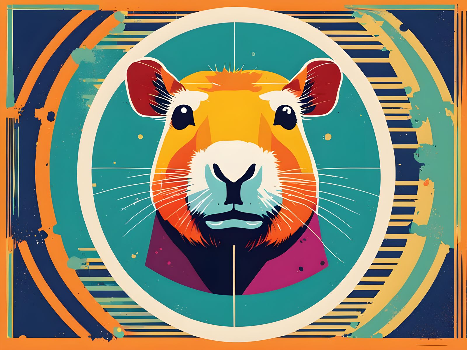 Capybara Portrait in Vibrant Pop Art Style