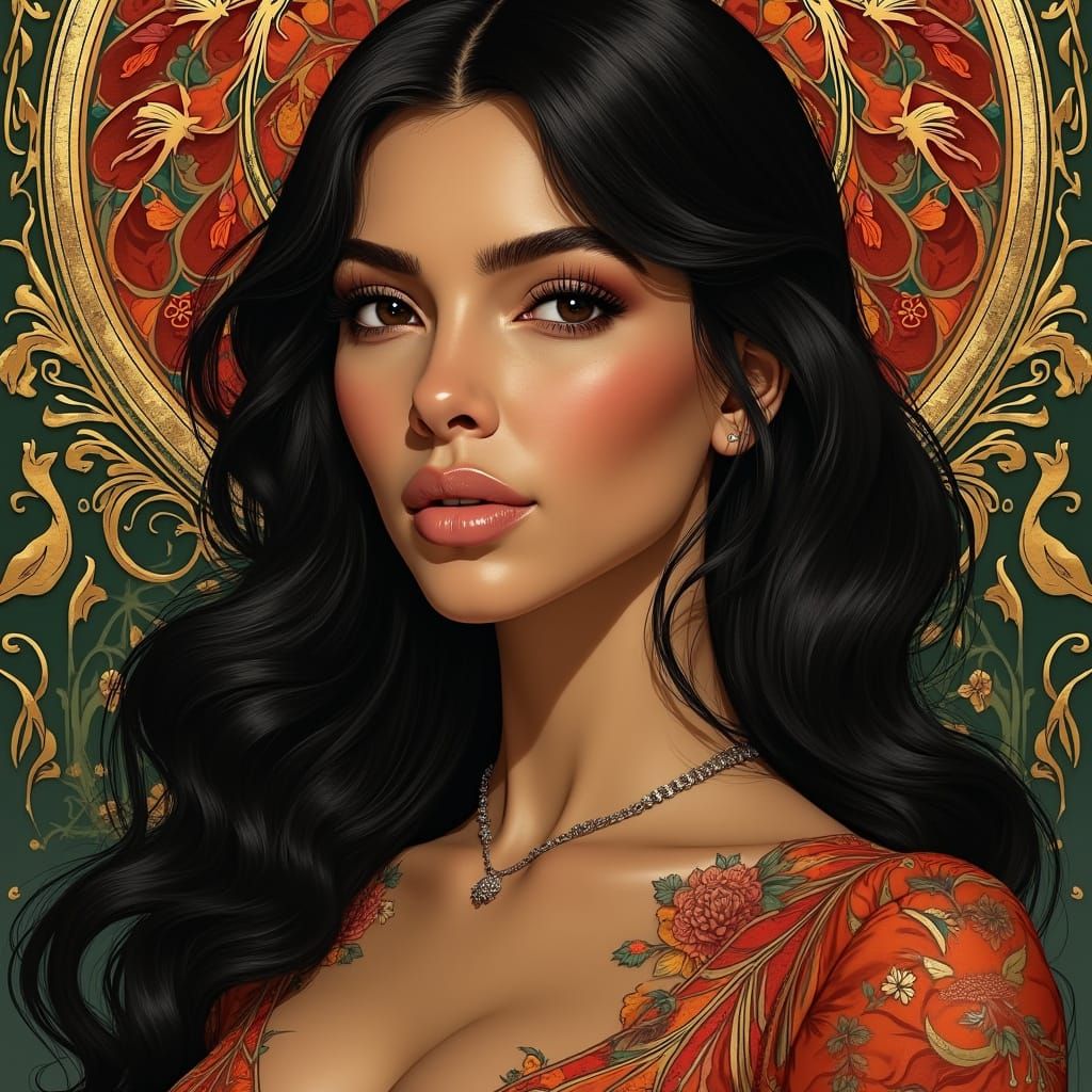 Modern-Day Queen in Opulent Art Nouveau