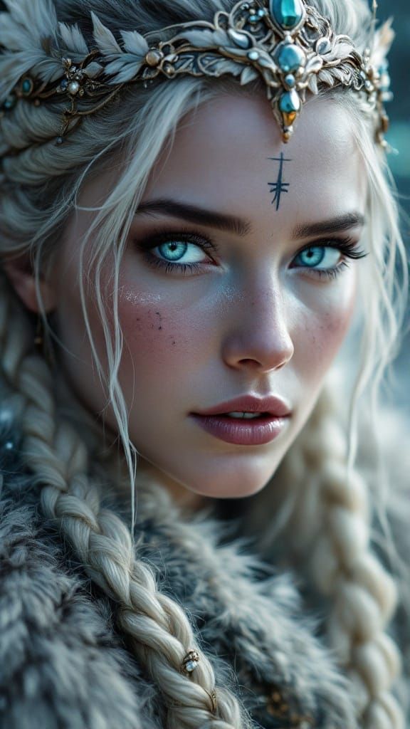 Viking Queen Illuminated by Soft Moonlight