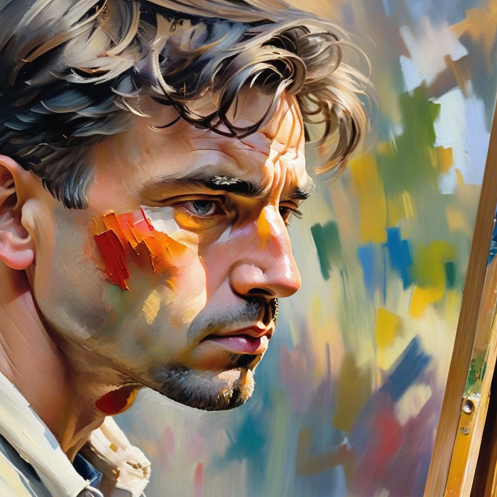 Impressionist Painter at Easel in Afternoon Light