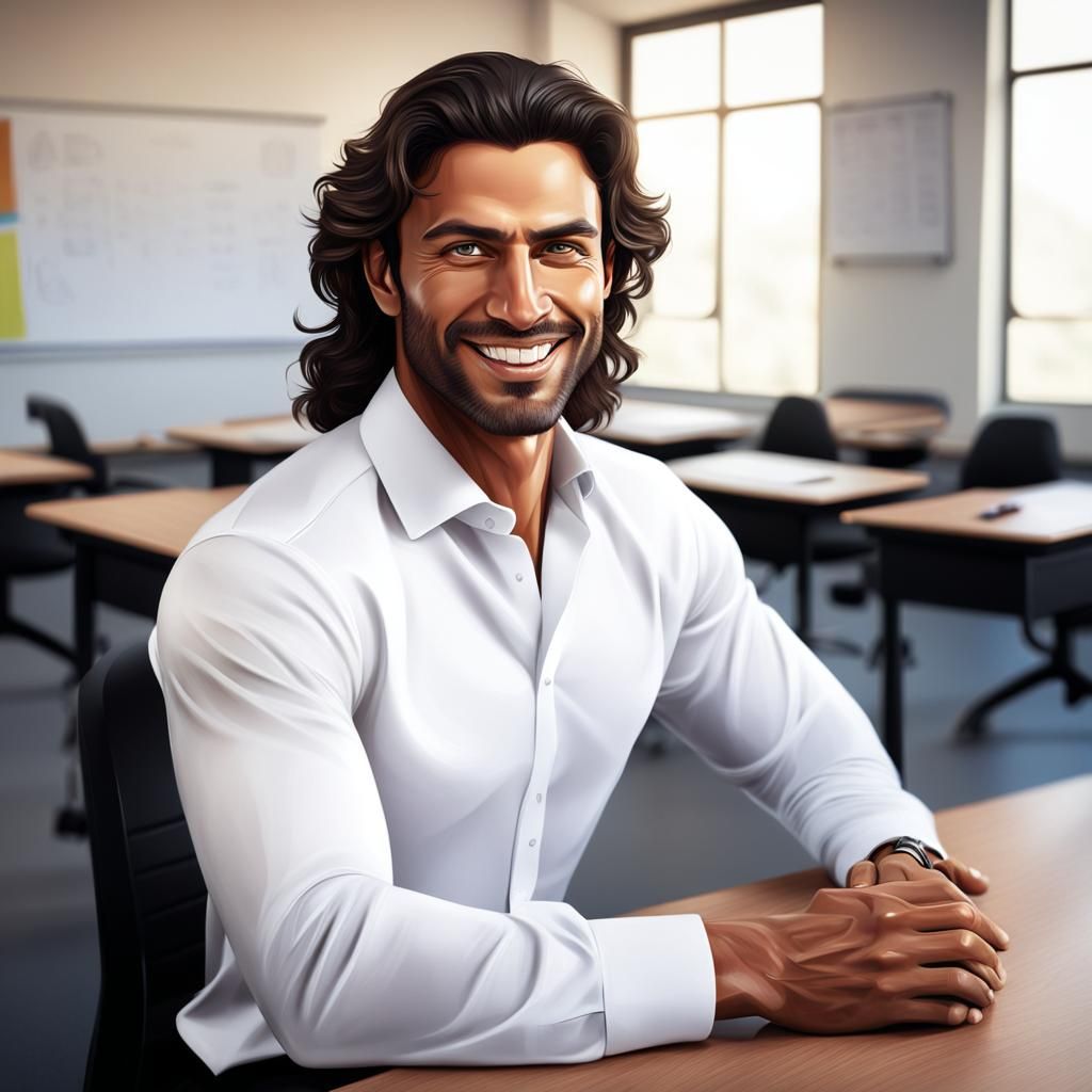 Arabian Teacher Portrait in Hyperrealistic Style