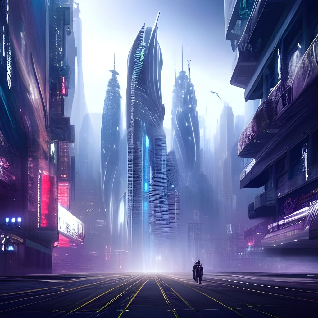 Futuristic Cityscape: Epic Digital Matte Painting