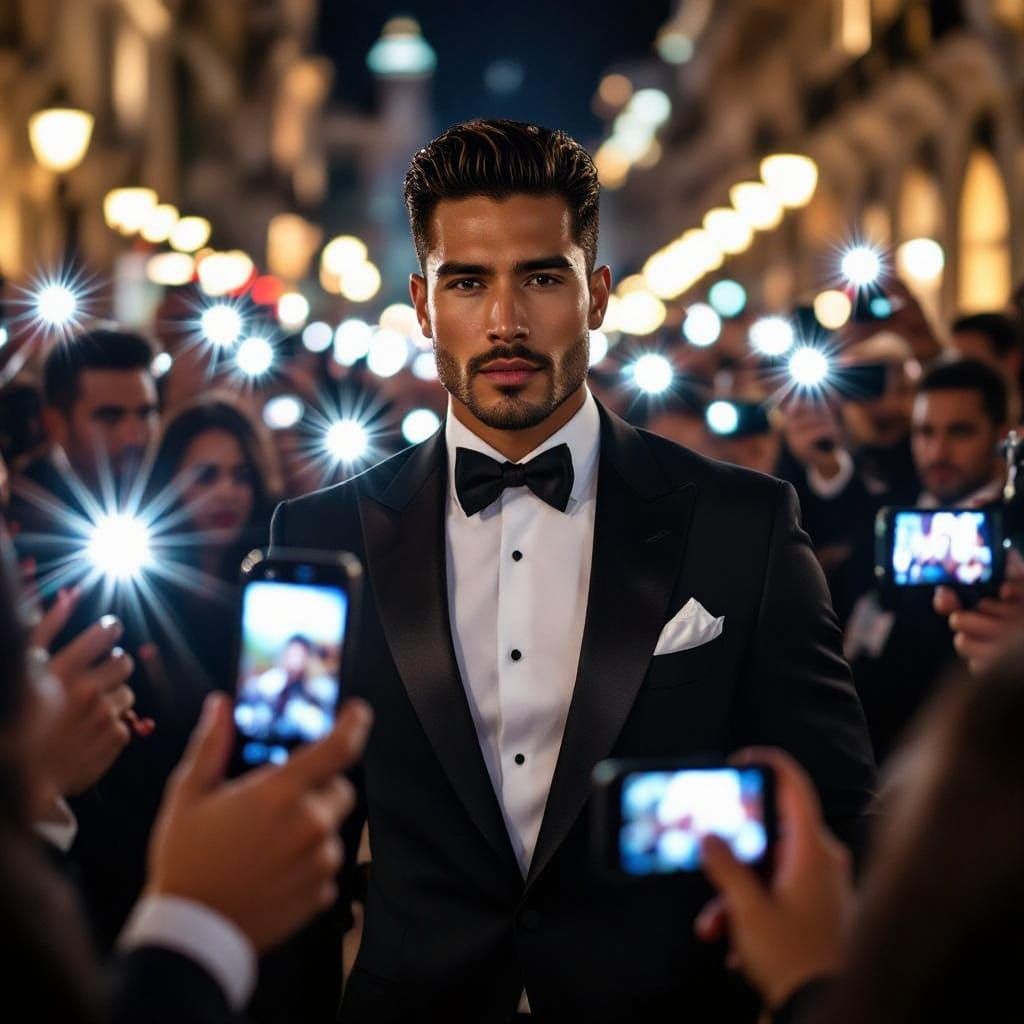 Latino Man in City Square: Paparazzi Editorial