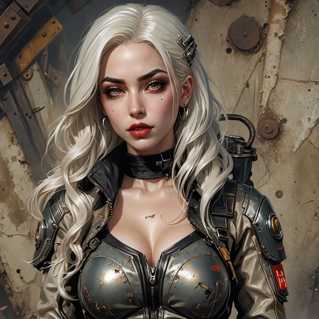 Cute Vault Girl Portrait in Royo Style