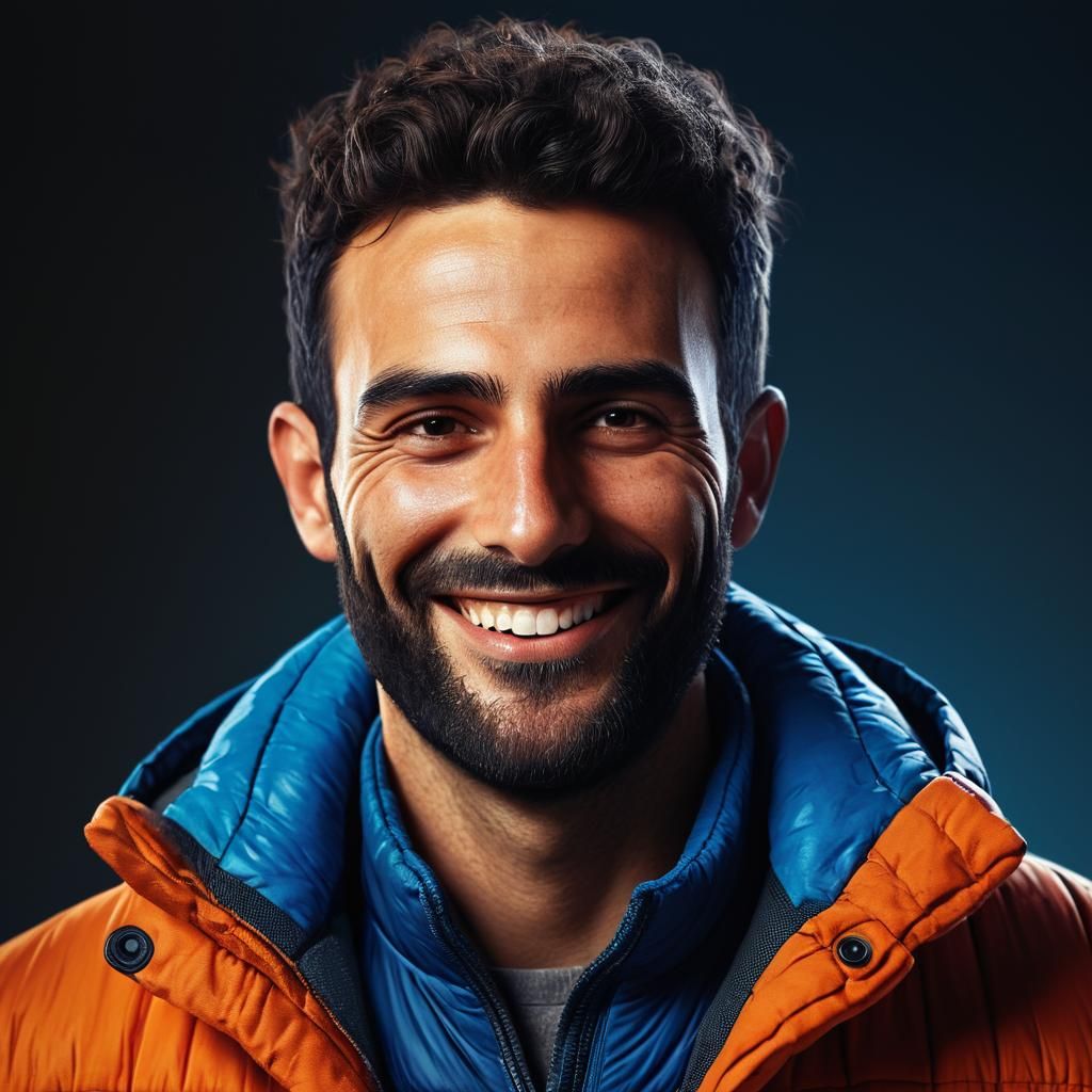 Smiling Israeli Man Portrait with High Contrast Colors