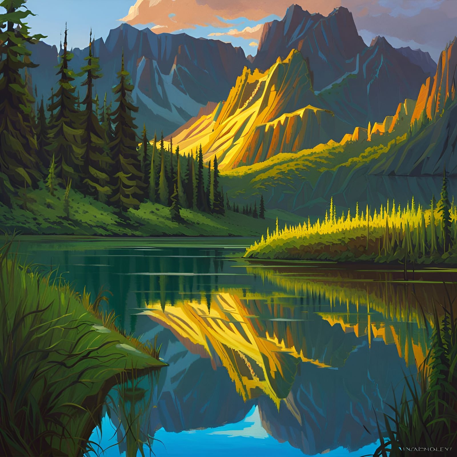 Tranquil Lake Reflections Landscape