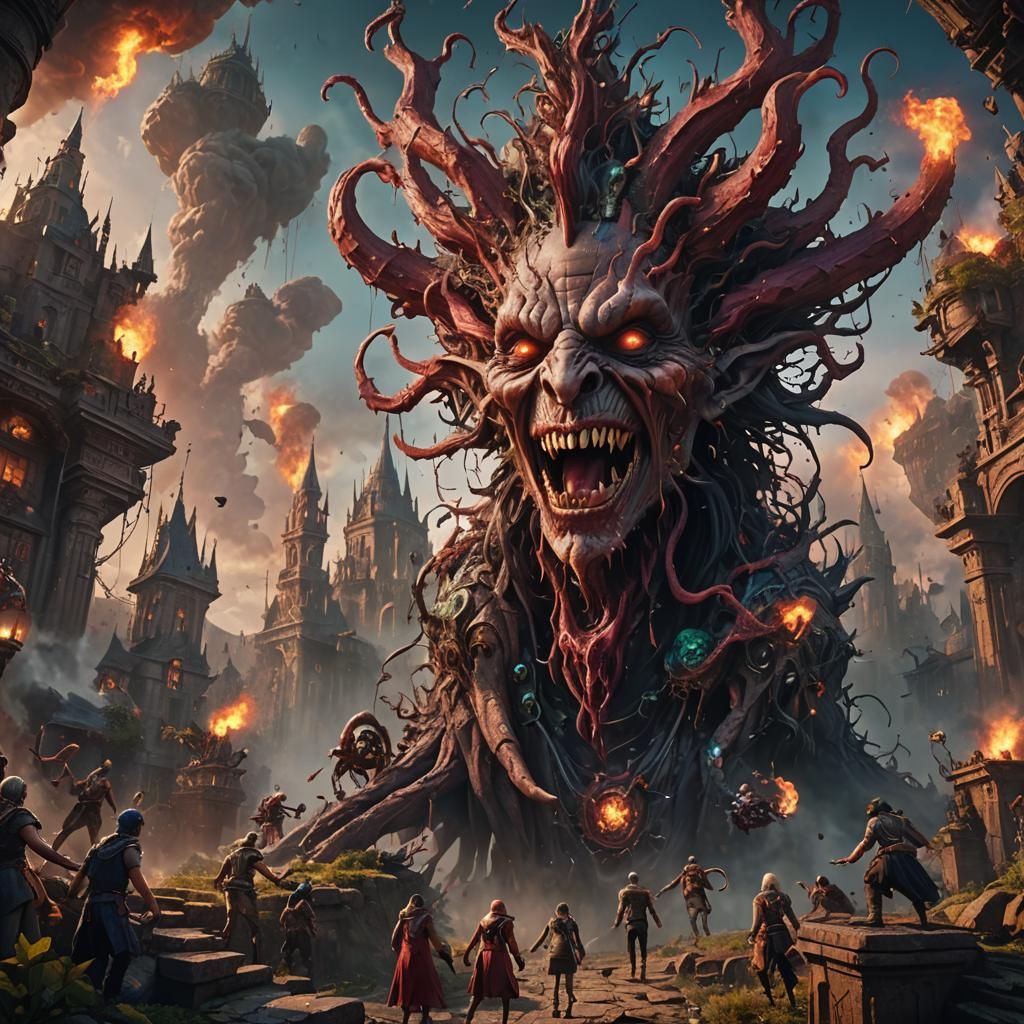 Fantastical Matte Painting of Raving Mad People