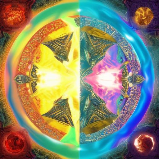 Surreal Yin Yang Mandala in Glittering Hyper-Detailed Realis...