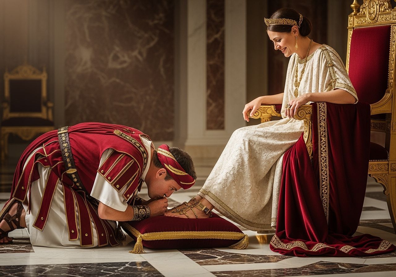 Roman Servant Pays Homage to Empress, Photo-realistic Style