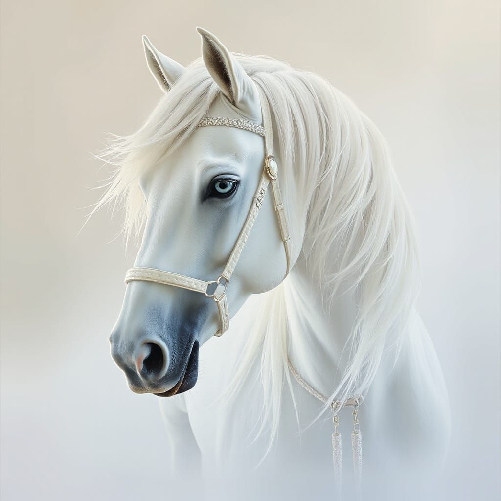 Selenite White Horse: Hyperrealistic Modern Art