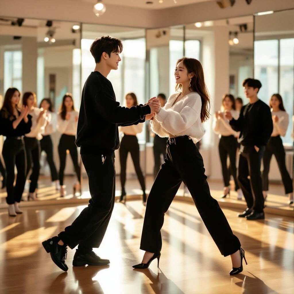 K-Pop Dance Studio in Art Nouveau Style