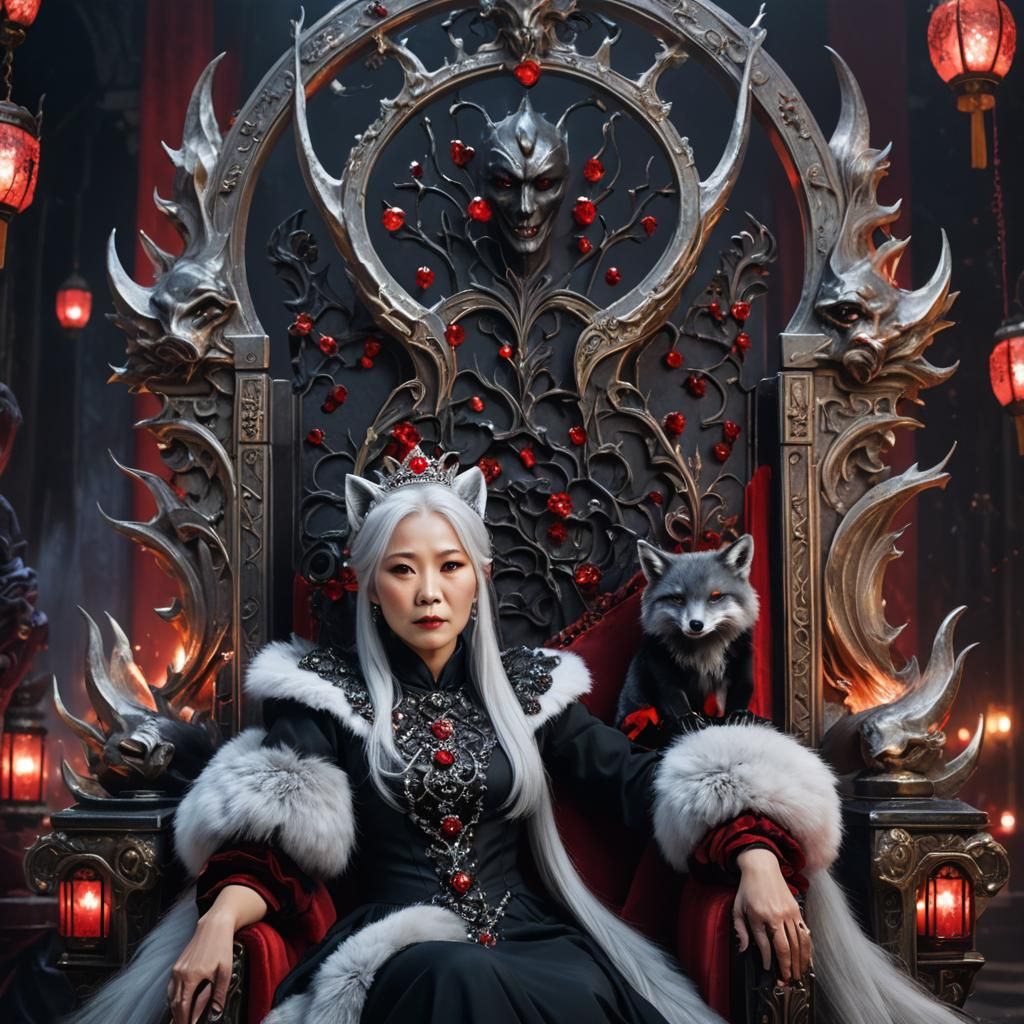 Vampire Queen with Fox Ears in Gothic Style