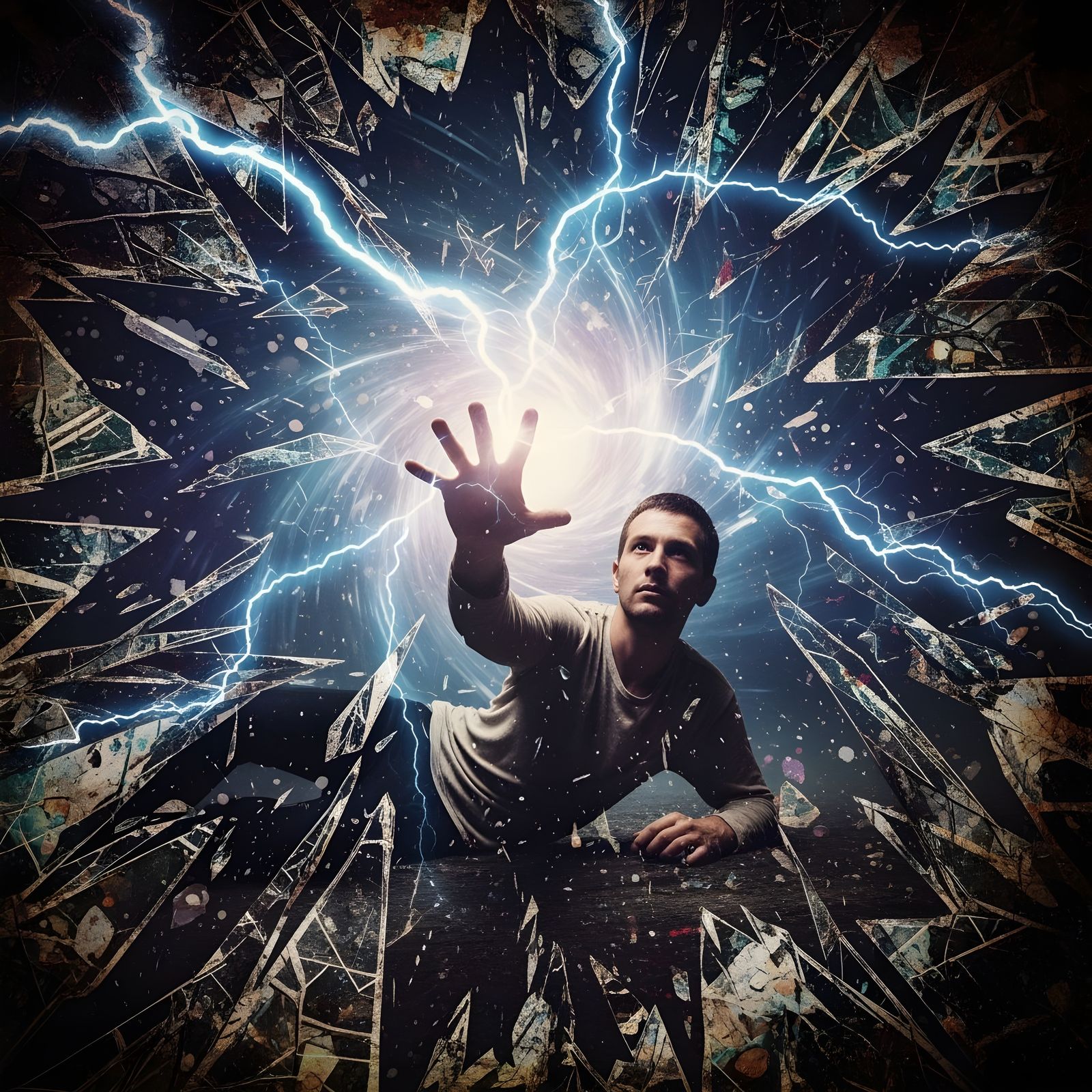 Abstract Grunge Patterns with Lightning and Sputtering Effec...