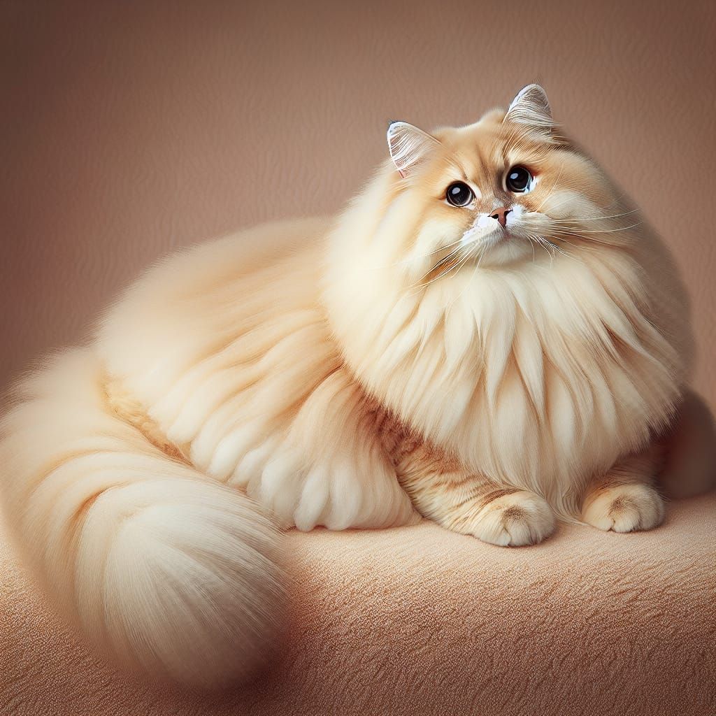 Champagne Cat with Fluffy Belly