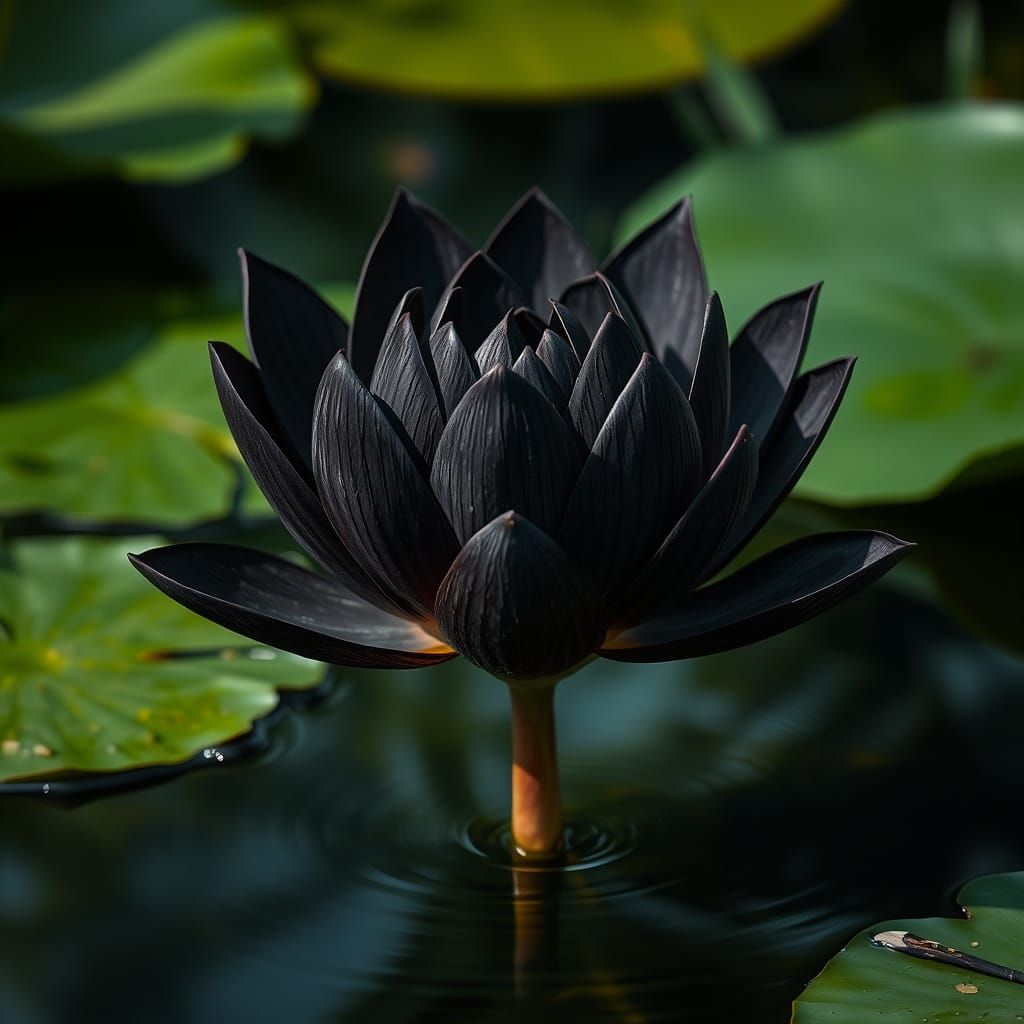 Blooming Black Lotus in Ethereal Light