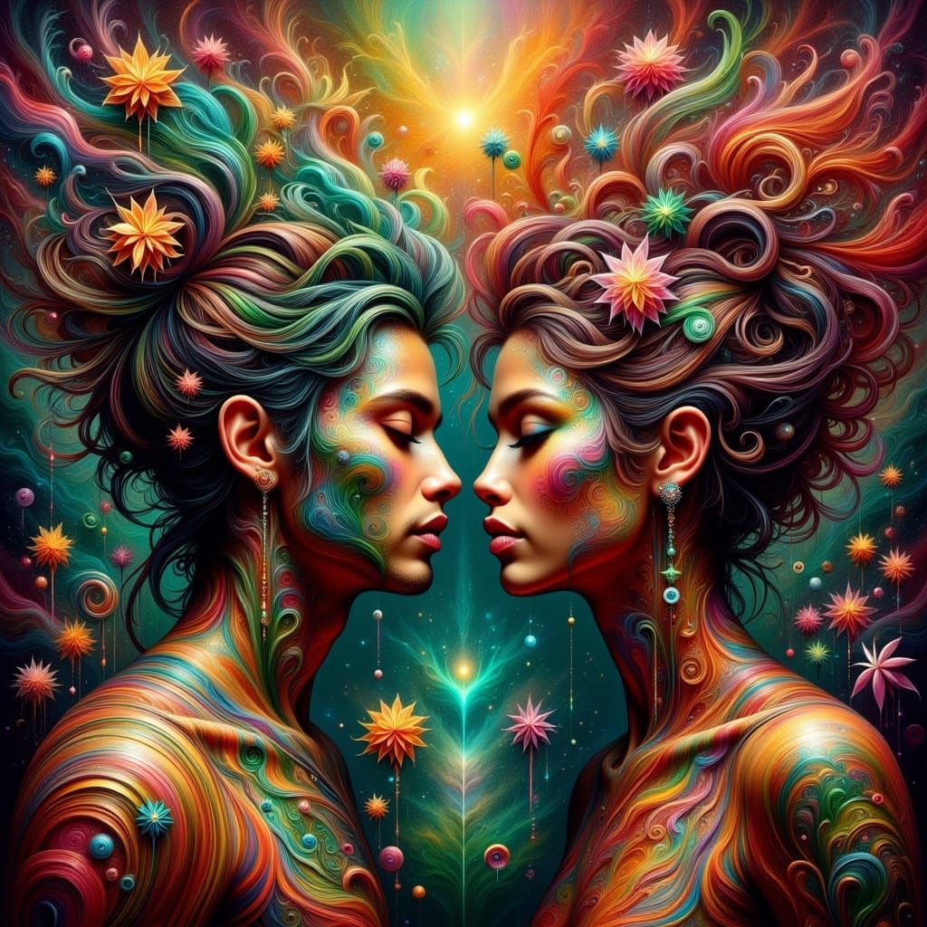 Ethereal Cosmic Dance in Vibrant Colors