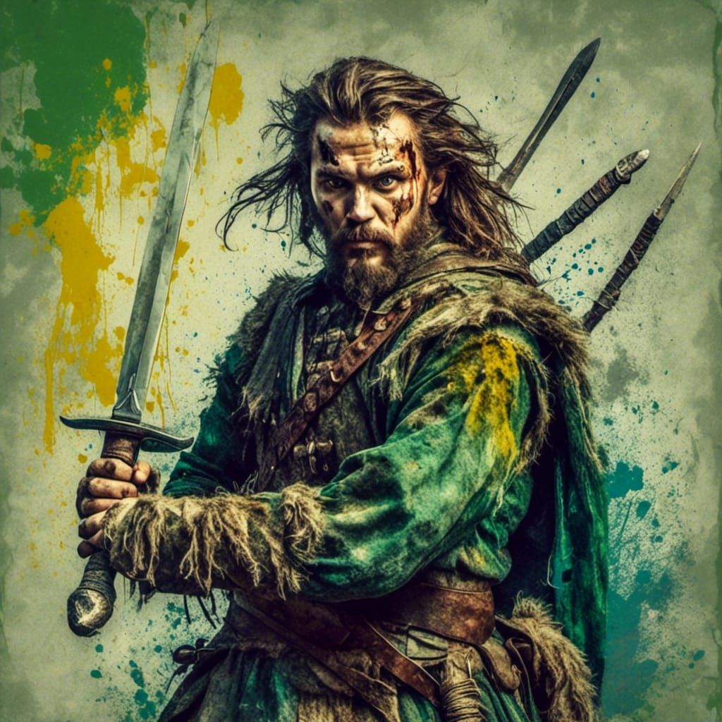 Highlander Warrior in Pop Art Style Splash Screen