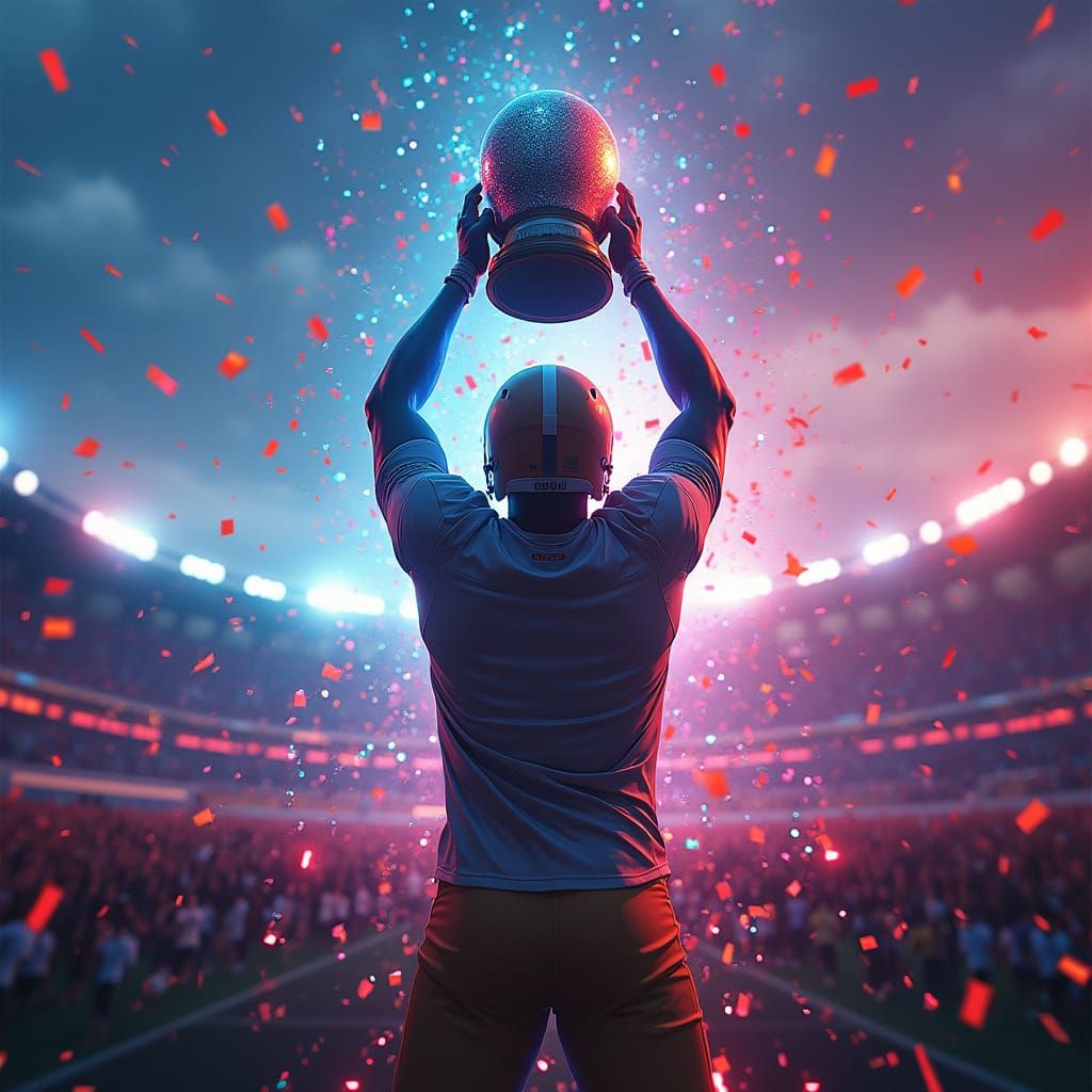 Football Champion Celebrates Victory in Packed Stadium