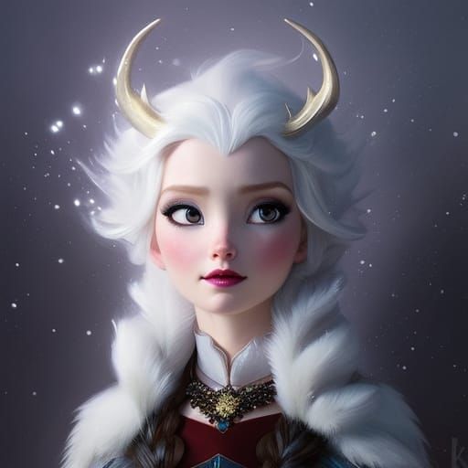 Majestic Snowflake Goddess in Art Nouveau Style