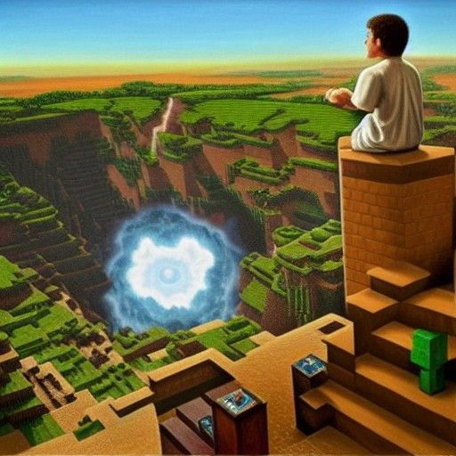 God Plays Minecraft: An Oil Painting