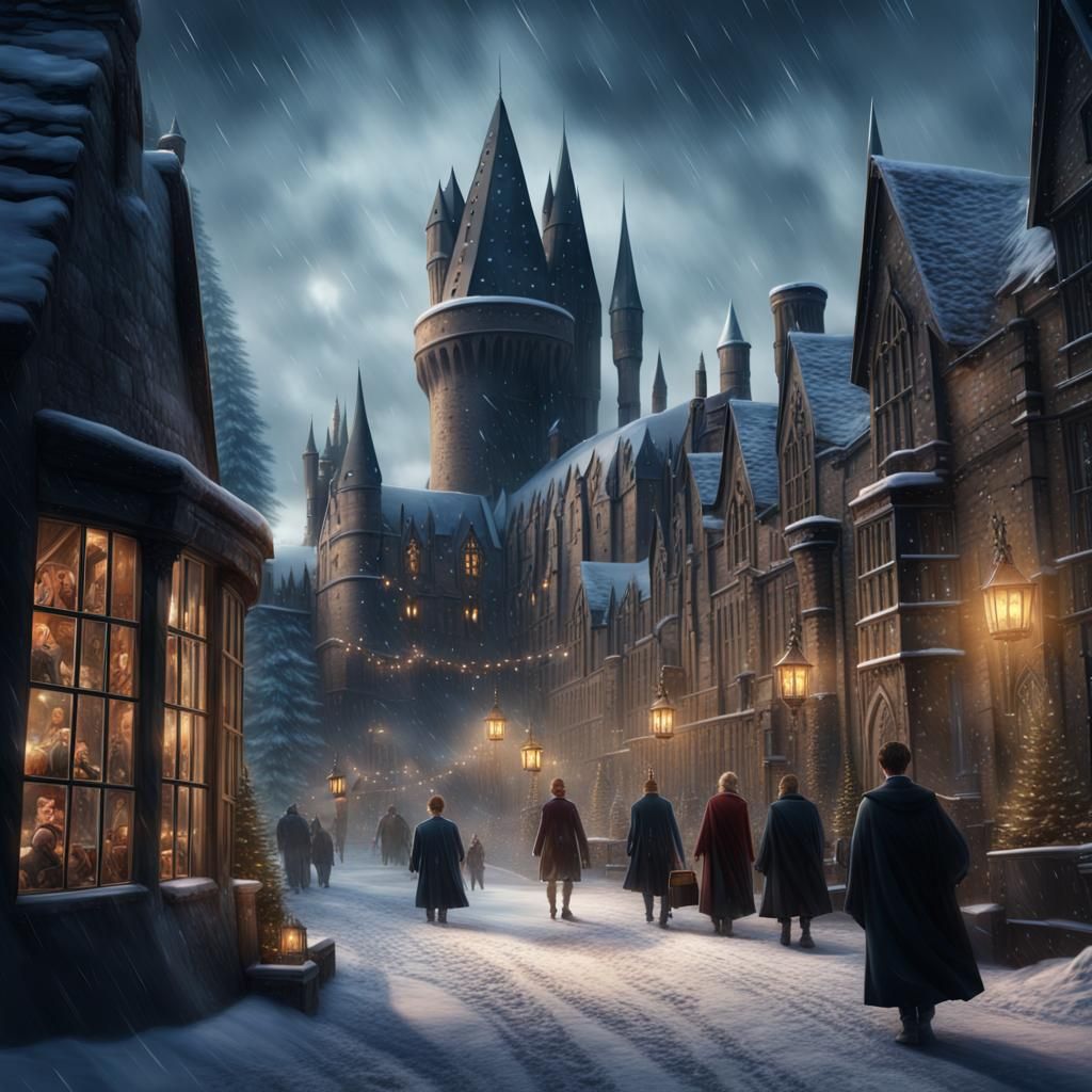 Hogwarts Students Prepare for Christmas in Winter