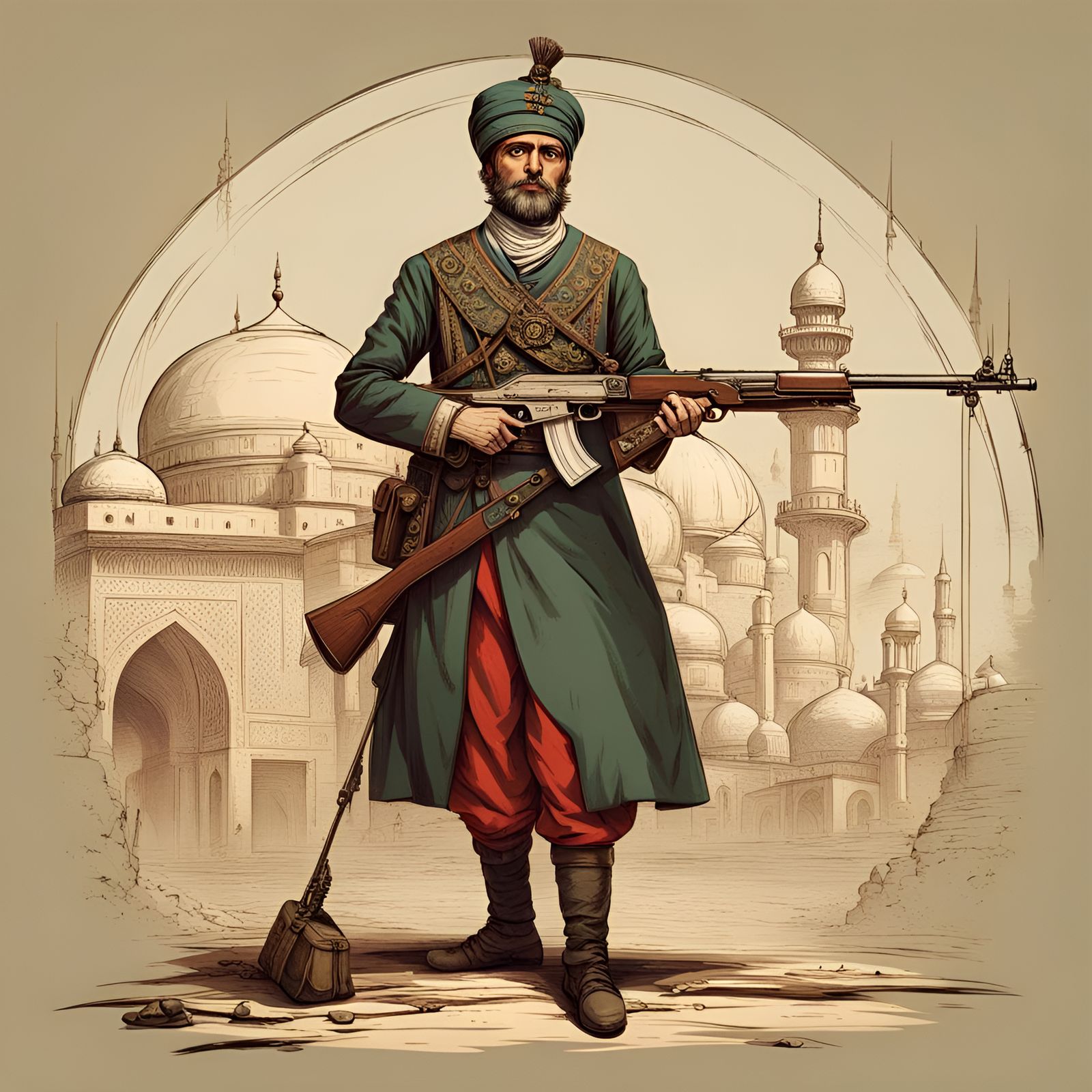 Clockwork Ottoman Soldier with Rifle