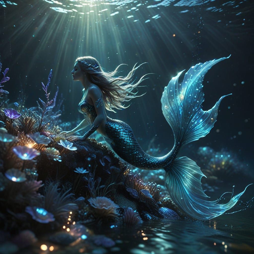 Ethereal Mermaid in a Magical Underwater World