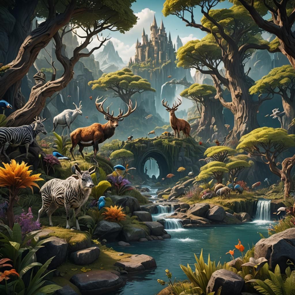 Fantastical Wildlife in Detailed Matte Painting