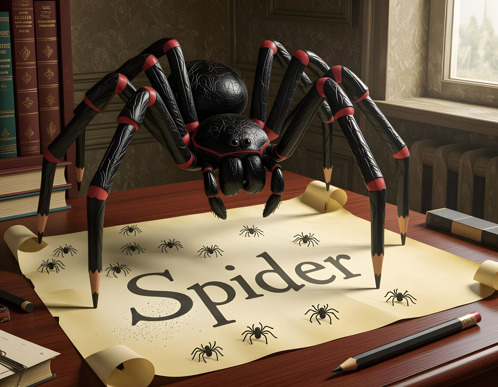 Spooky Spider Teaches Baby Spiders Writing