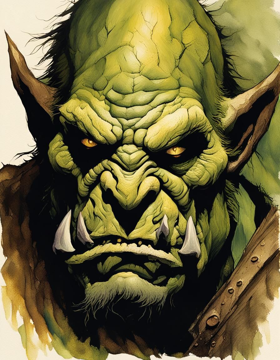Orc Face in Dark Fantasy Style